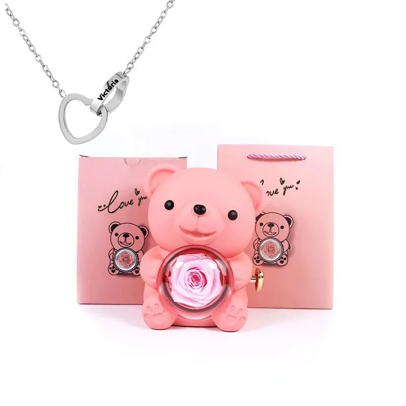 Teddy Rose Box & Personalized Jewelry