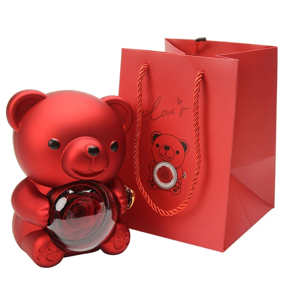 Eternal Rose Bear with 100 Languages Necklace