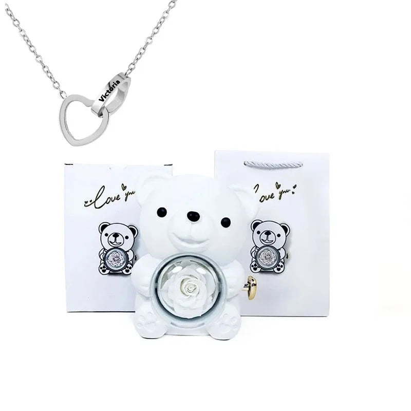 Teddy Rose Box & Personalized Jewelry