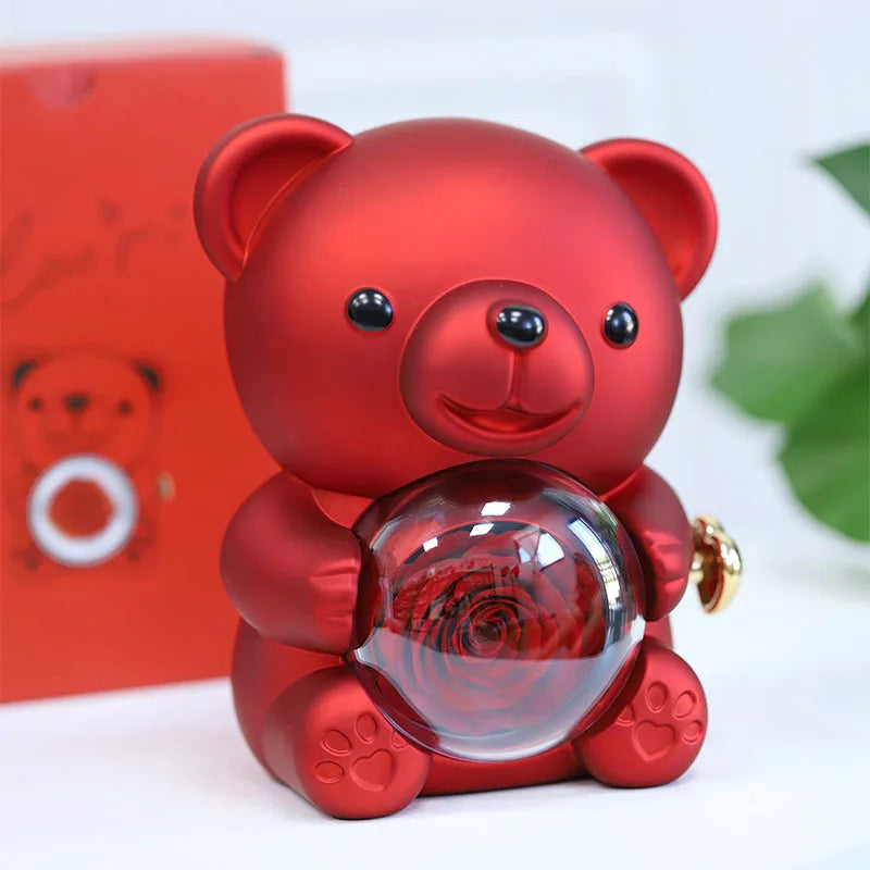 Eternal Rose Bear with 100 Languages Necklace