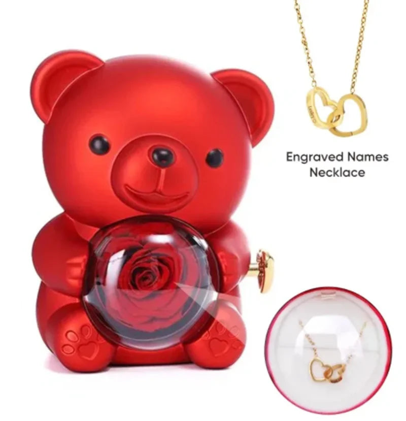 Teddy Rose Box & Personalized Jewelry