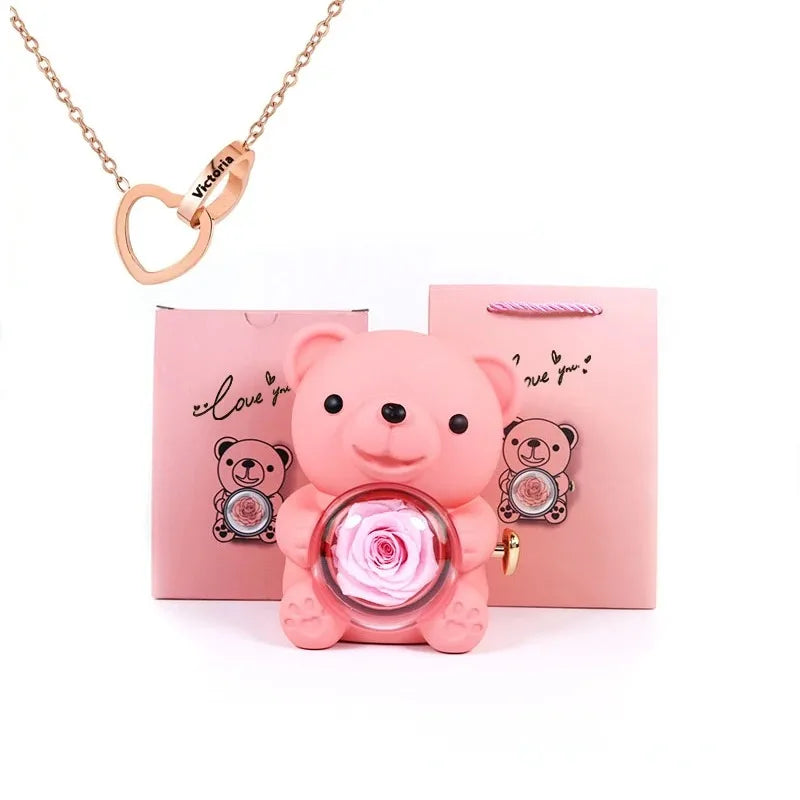 Teddy Rose Box & Personalized Jewelry