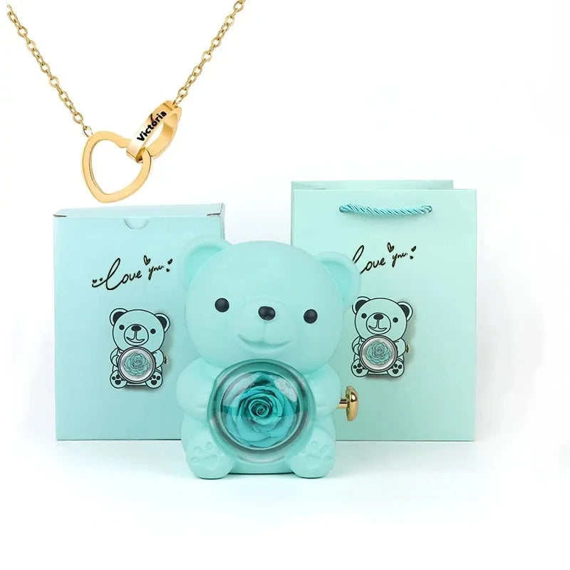 Teddy Rose Box & Personalized Jewelry