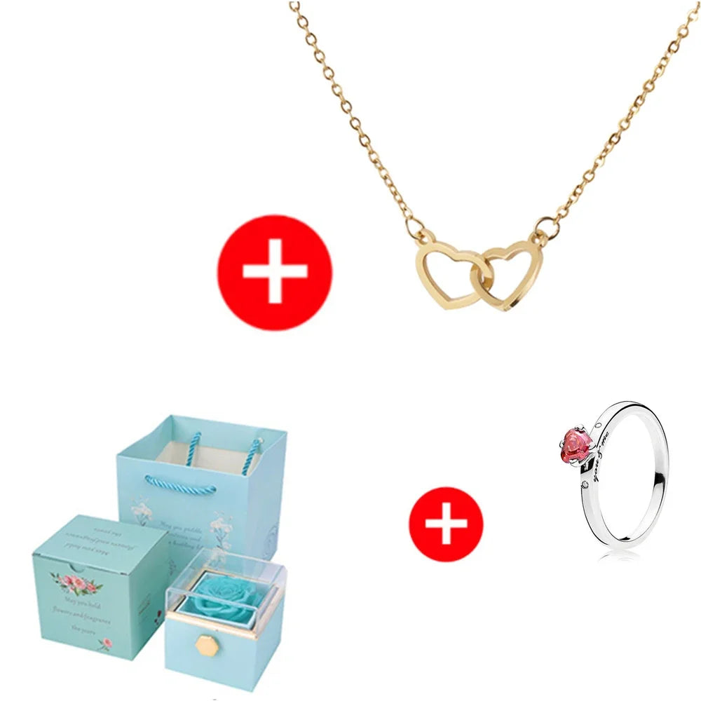 Rotating Rose Box & Name Necklace