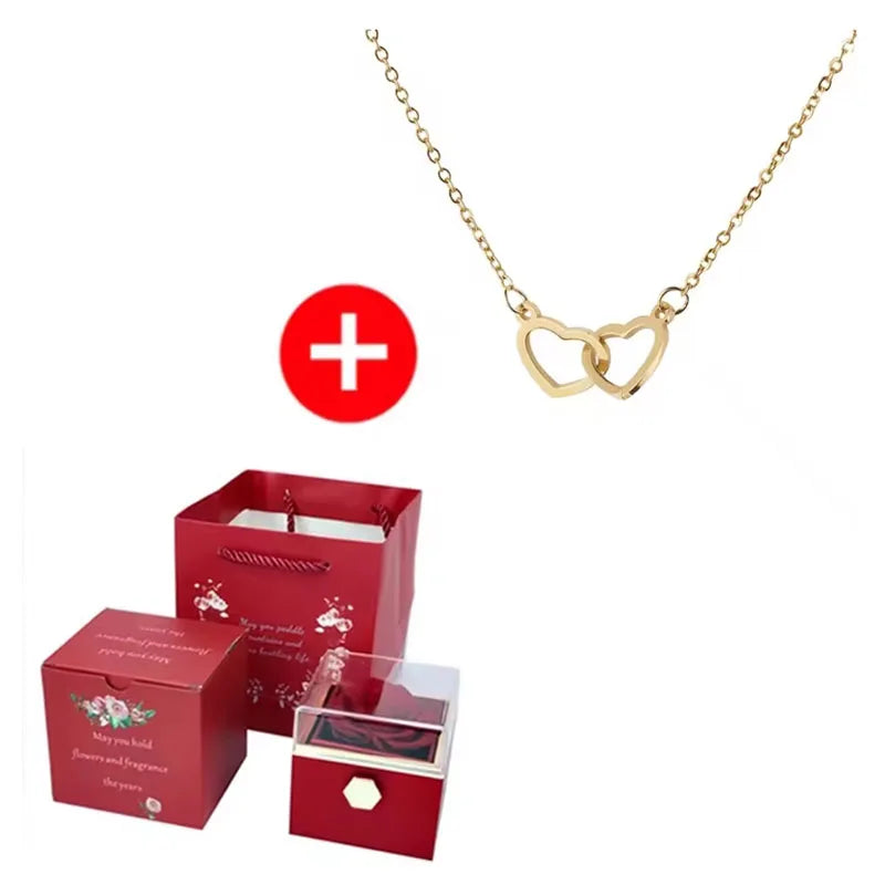 Rotating Rose Box & Name Necklace