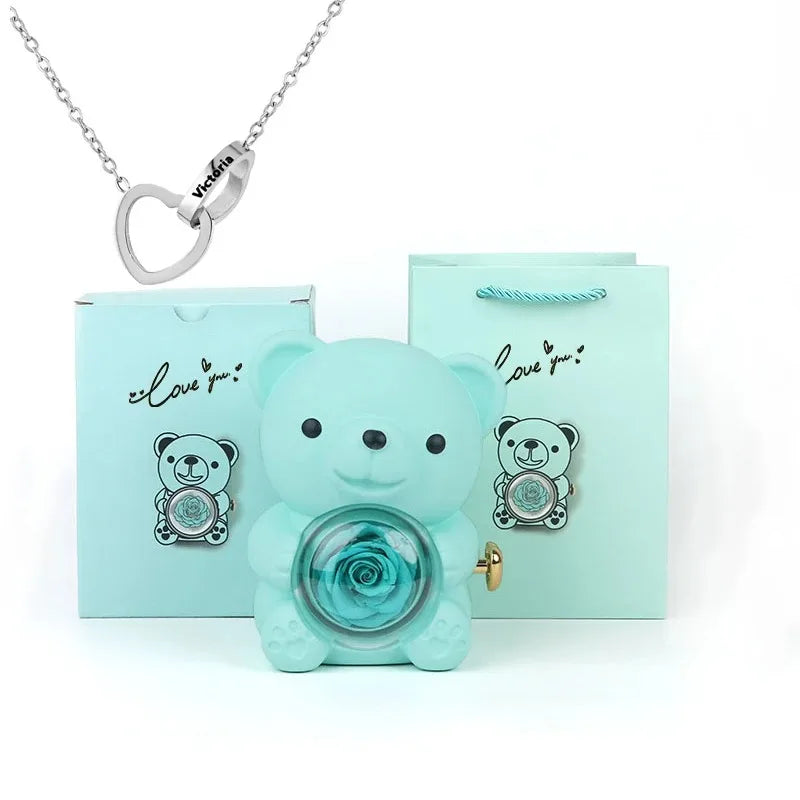 Teddy Rose Box & Personalized Jewelry
