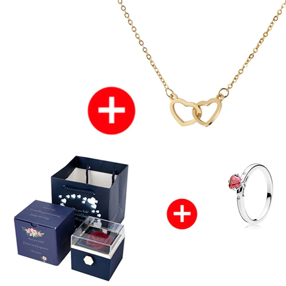 Rotating Rose Box & Name Necklace