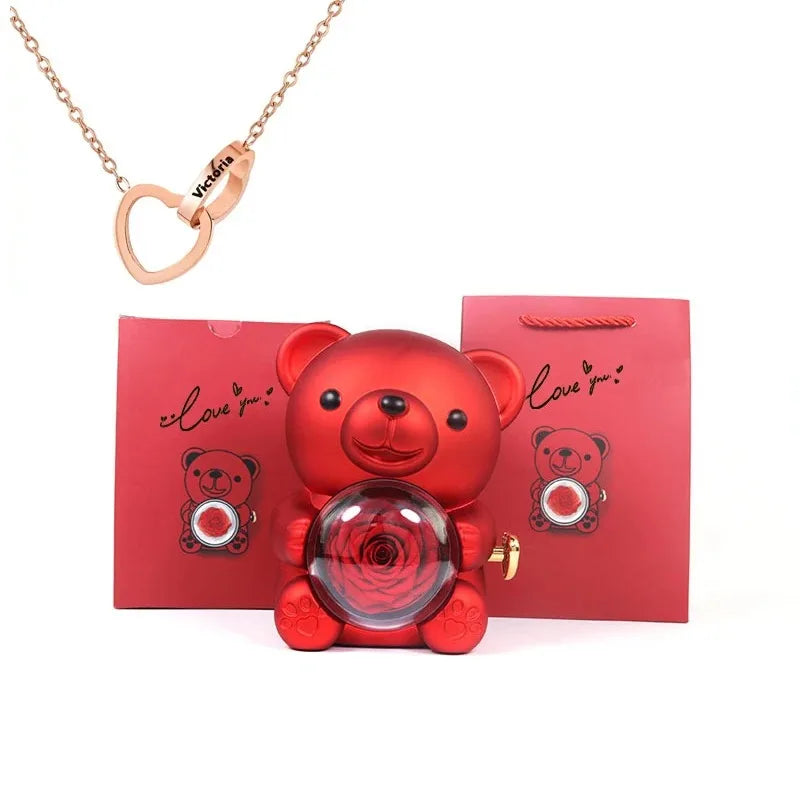 Teddy Rose Box & Personalized Jewelry