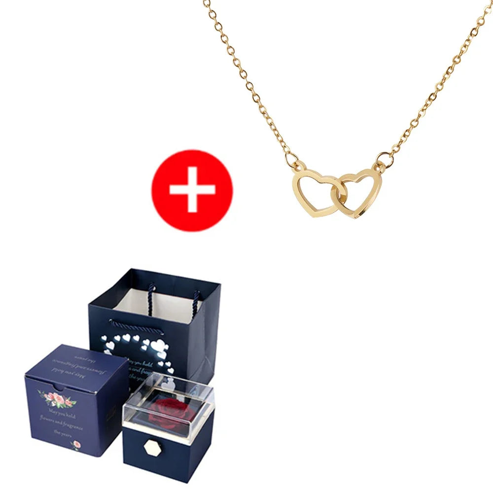 Rotating Rose Box & Name Necklace