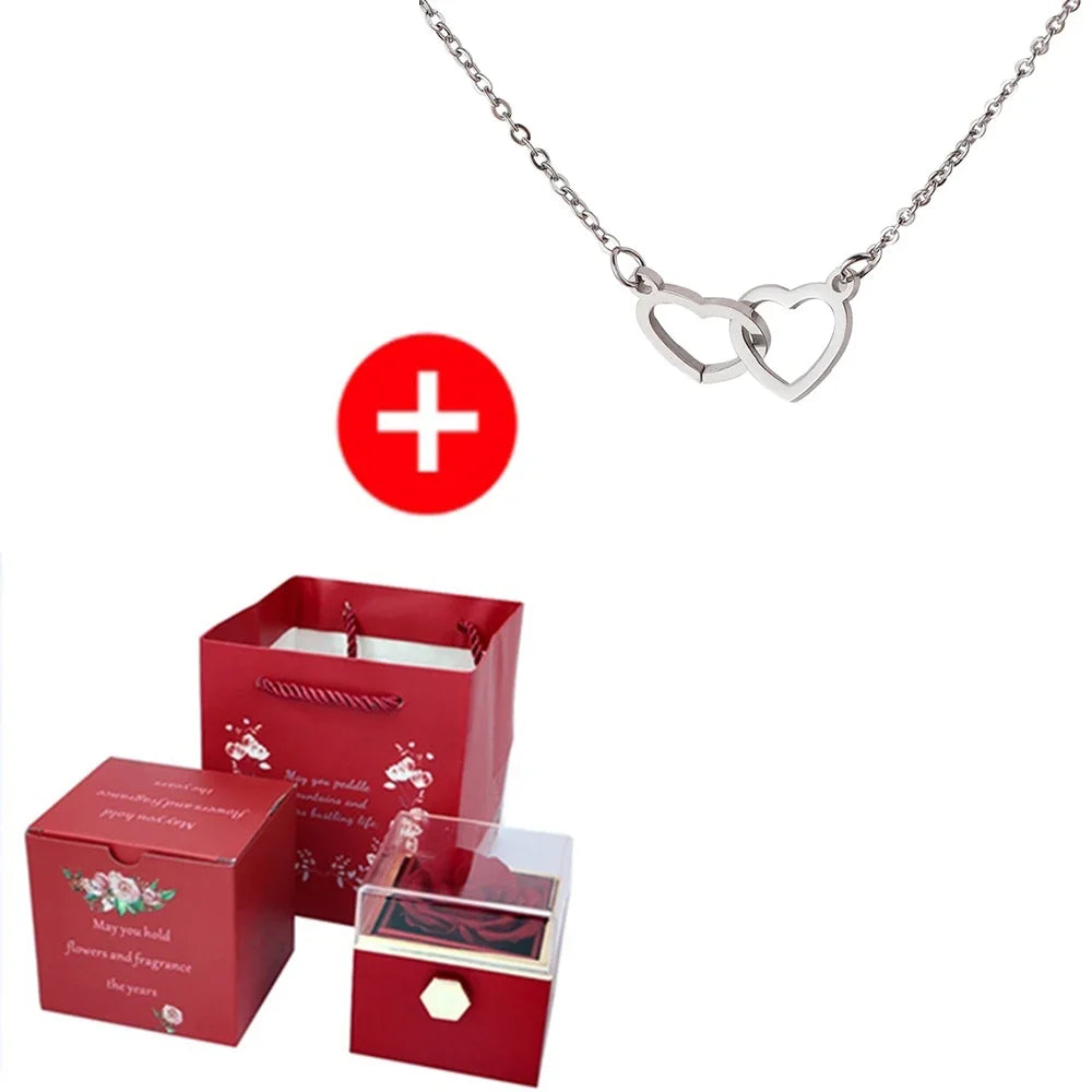 Rotating Rose Box & Name Necklace