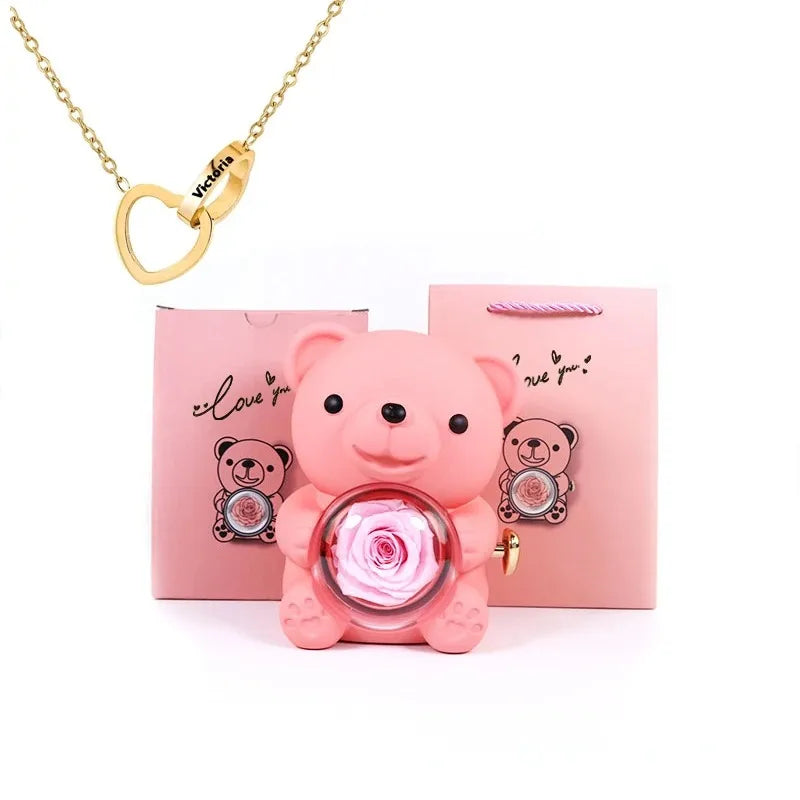 Teddy Rose Box & Personalized Jewelry