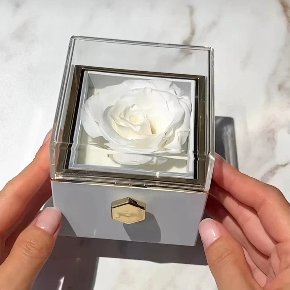 Rotating Rose Box & Name Necklace
