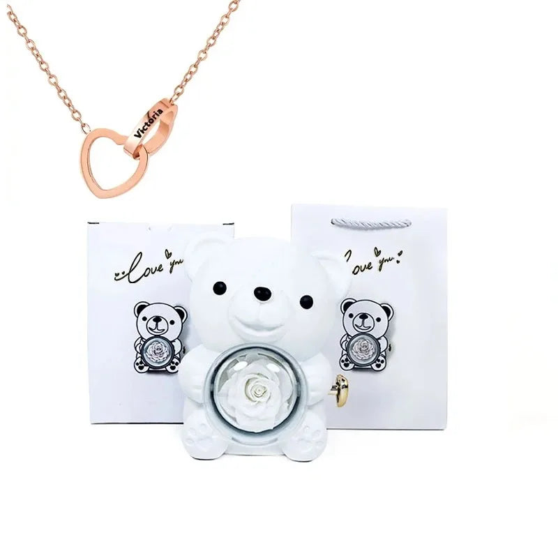 Teddy Rose Box & Personalized Jewelry