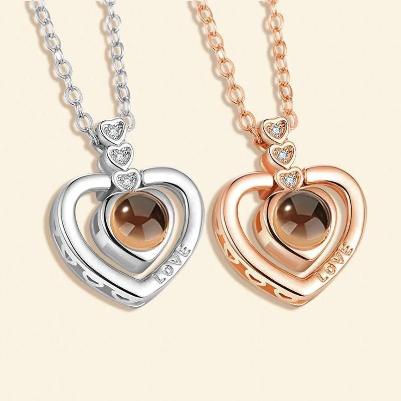 Luxury Bear Rose Gift with Picture Necklace