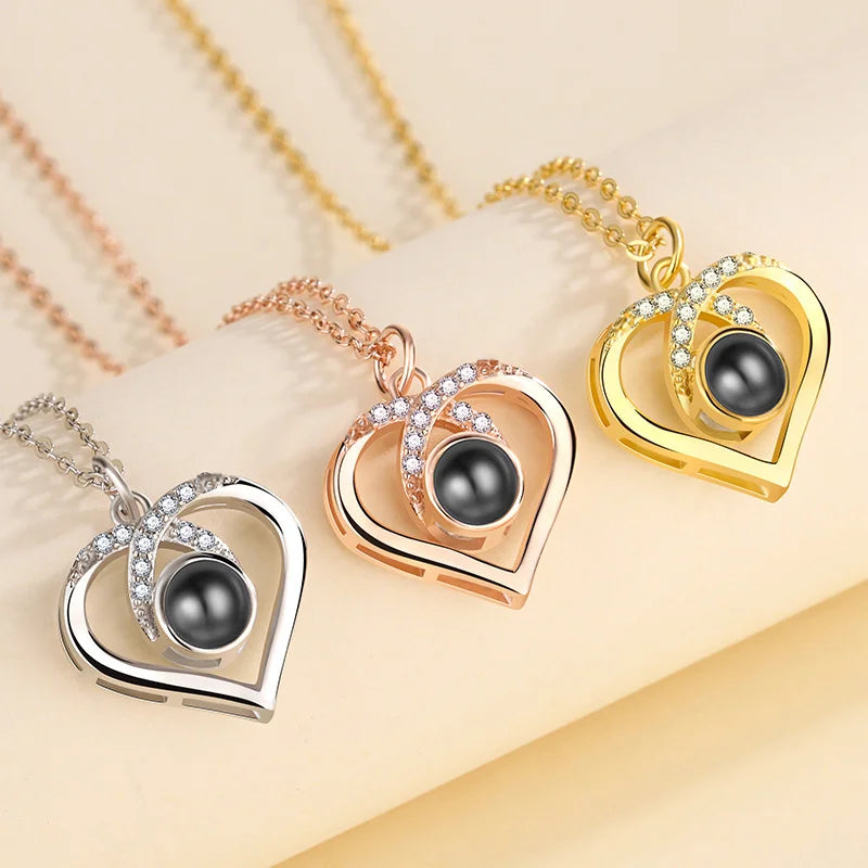 Luxury Bear Rose Gift with Picture Necklace