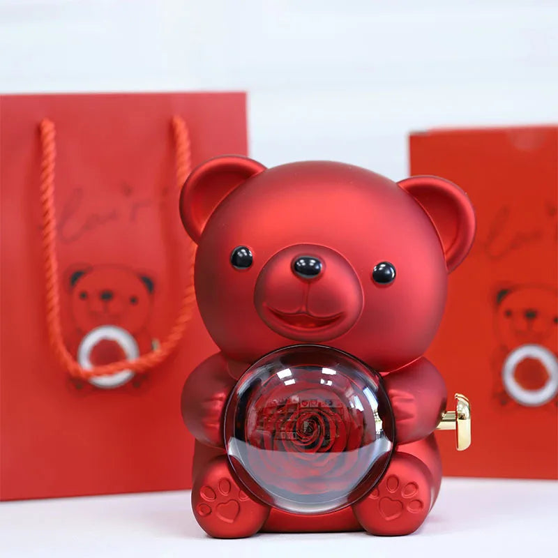 Eternal Rose Bear with 100 Languages Necklace