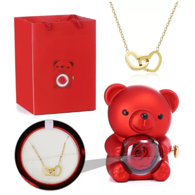 Teddy Rose Box & Personalized Jewelry