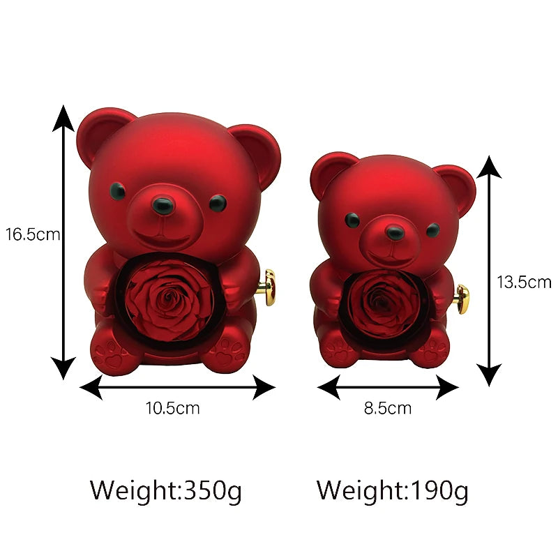 Eternal Rose Bear with 100 Languages Necklace