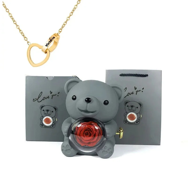 Teddy Rose Box & Personalized Jewelry