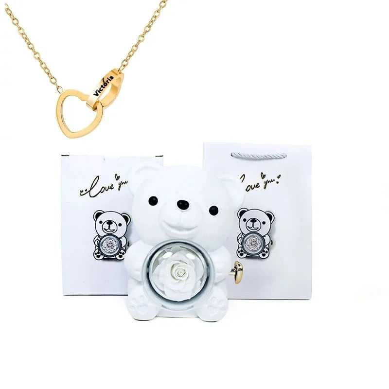 Teddy Rose Box & Personalized Jewelry