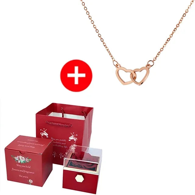 Rotating Rose Box & Name Necklace