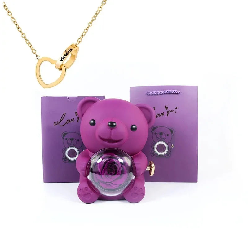 Teddy Rose Box & Personalized Jewelry