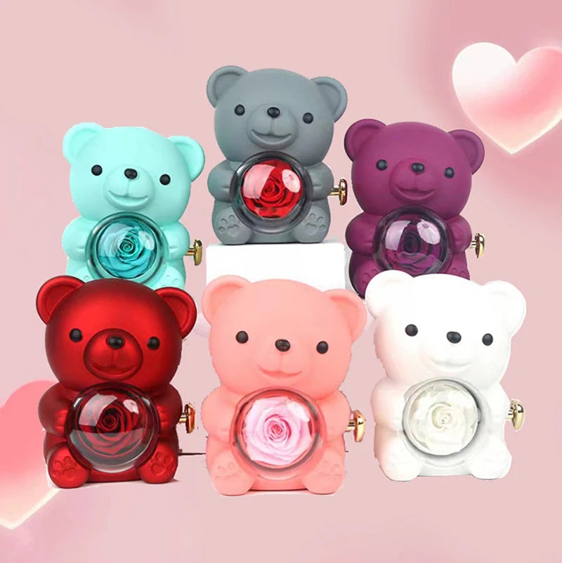 Luxury Bear Rose Gift with Picture Necklace