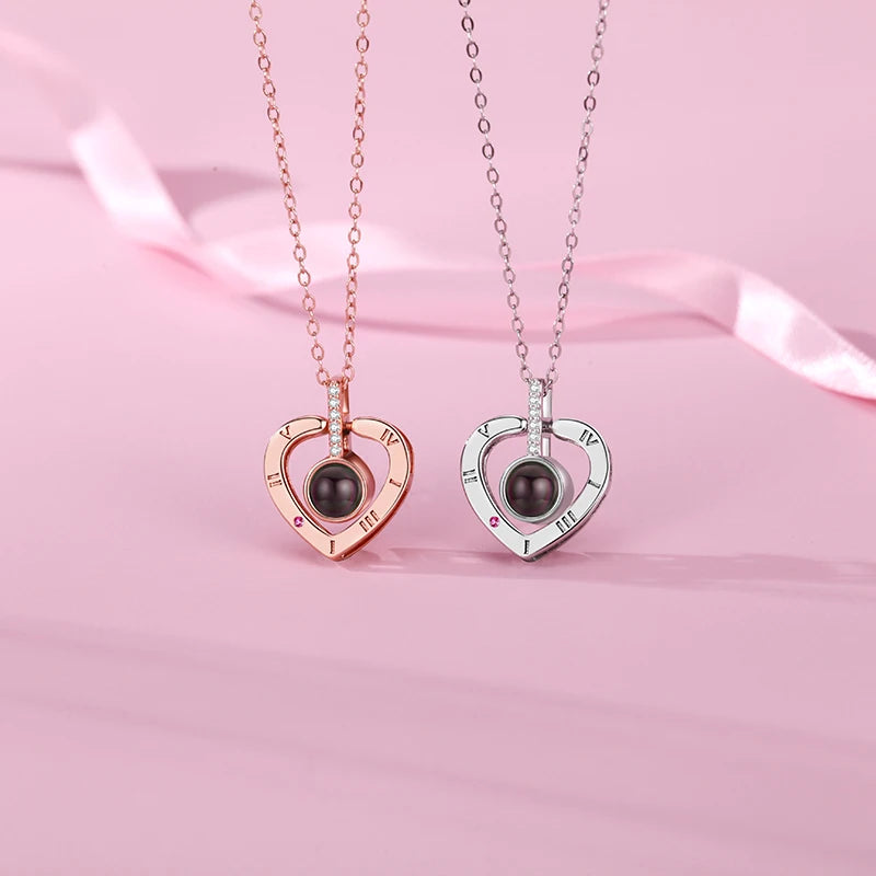 I Love You Necklace with Bear & Rose