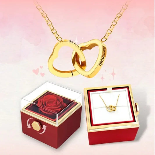 Personalized Necklace with Rotating Rose Box