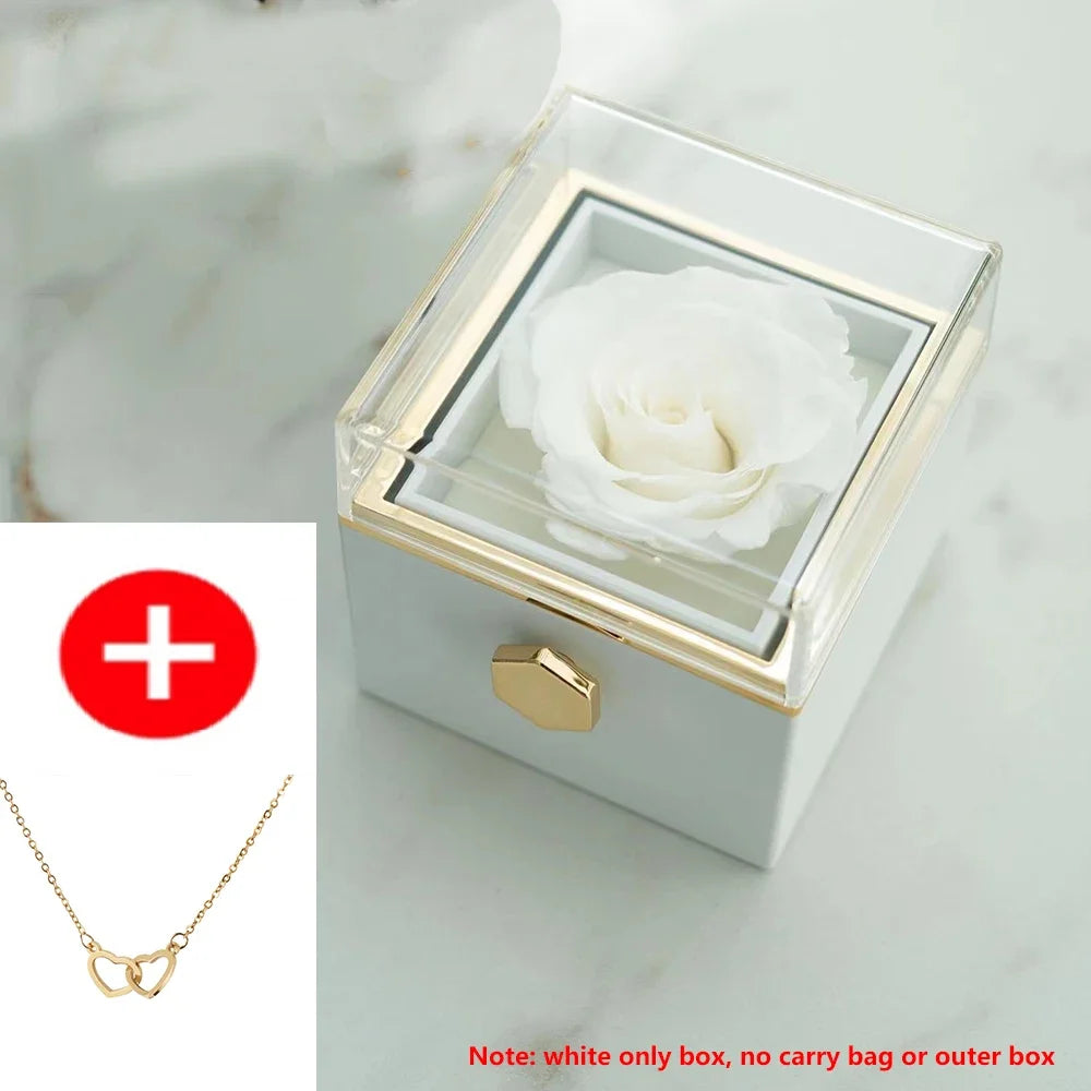 Rotating Rose Box & Name Necklace