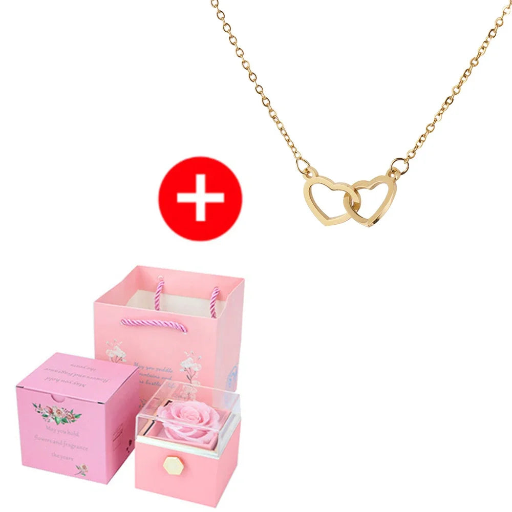 Rotating Rose Box & Name Necklace