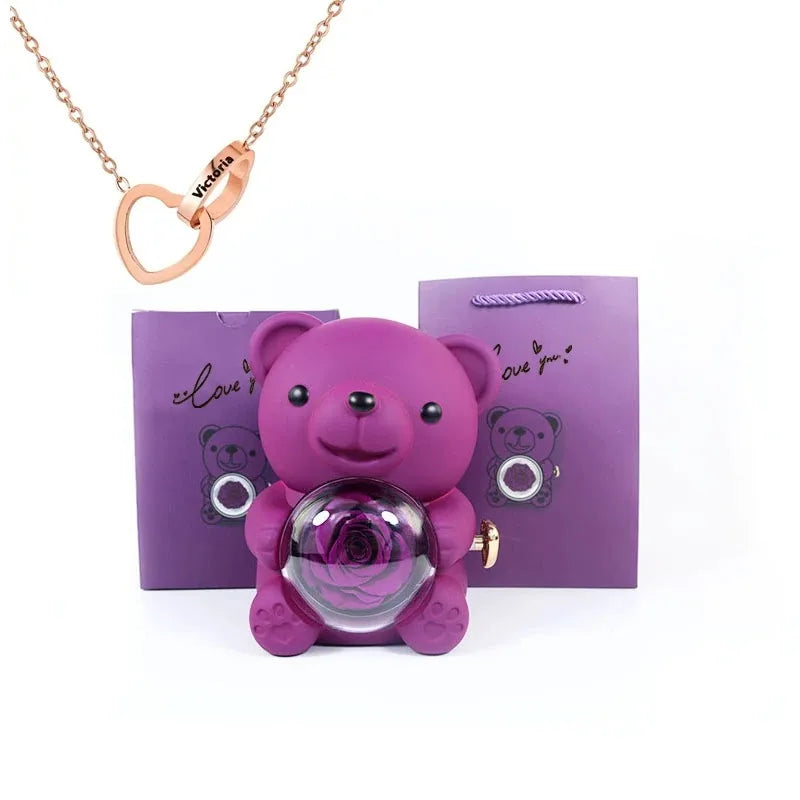 Teddy Rose Box & Personalized Jewelry