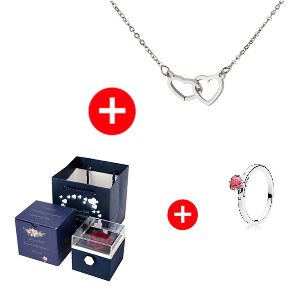 Rotating Rose Box & Name Necklace