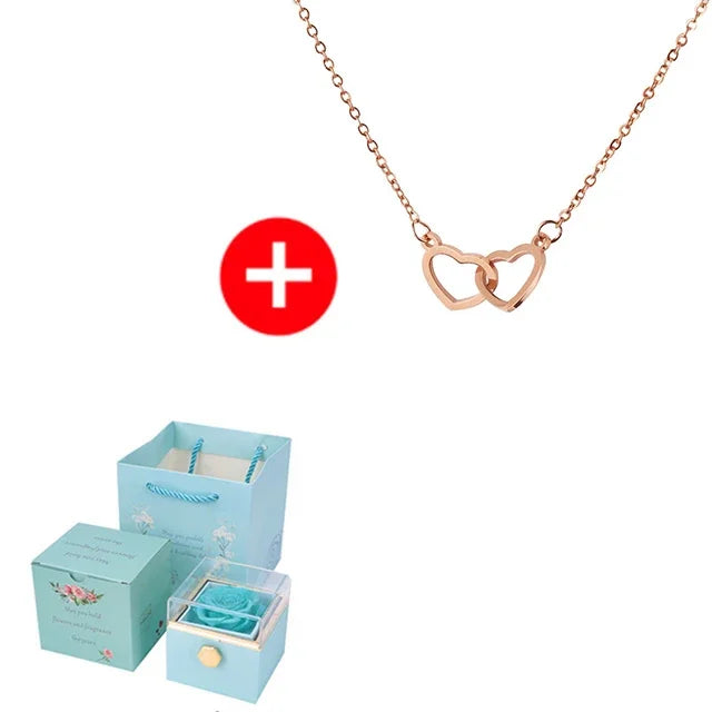Rotating Rose Box & Name Necklace