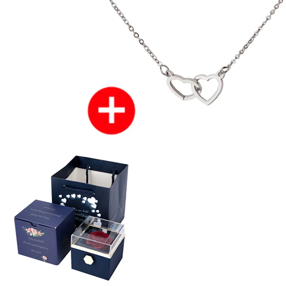 Rotating Rose Box & Name Necklace