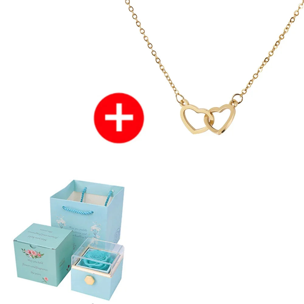 Rotating Rose Box & Name Necklace