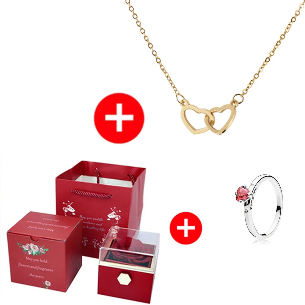 Rotating Rose Box & Name Necklace