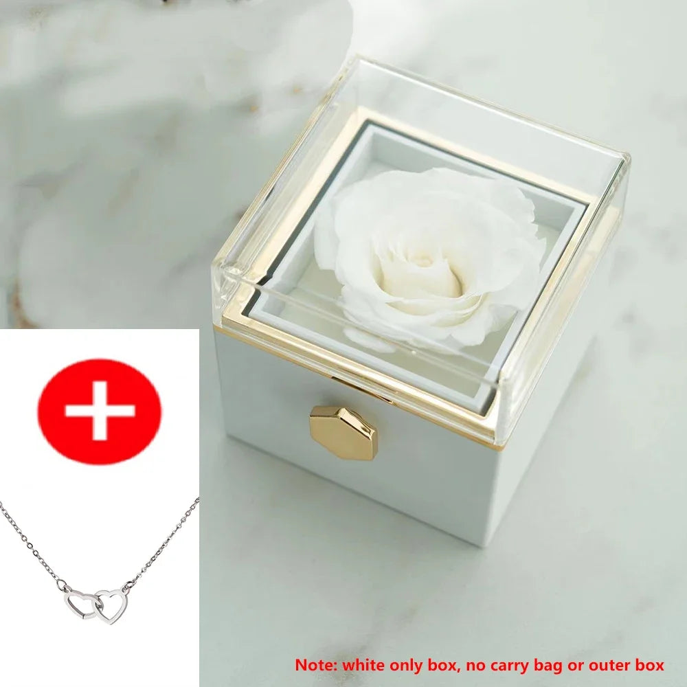 Rotating Rose Box & Name Necklace