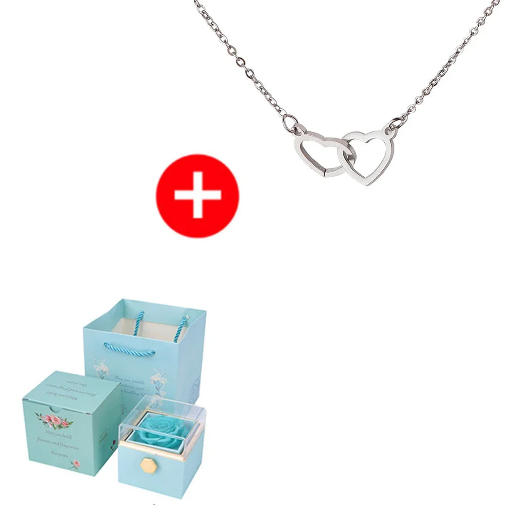 Rotating Rose Box & Name Necklace