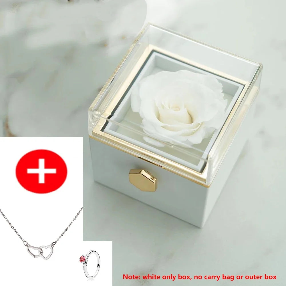 Rotating Rose Box & Name Necklace